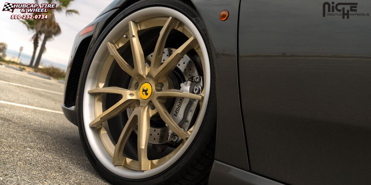 vehicle gallery/ferrari f430 niche monza 20x85  Brushed Champagne Nickel | Brushed Clear wheels and rims