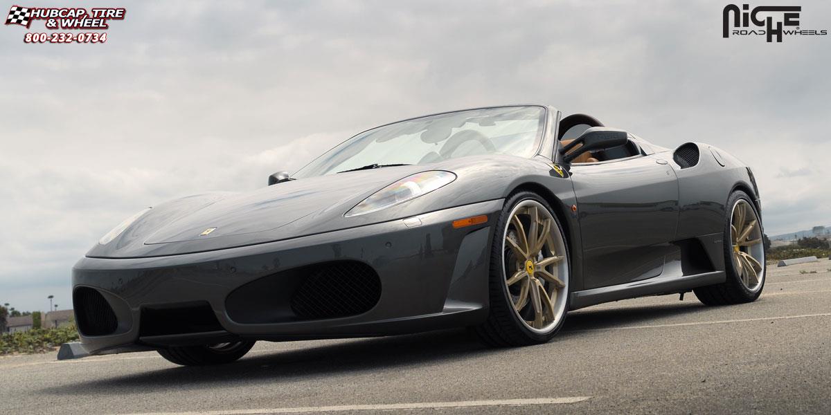 vehicle gallery/ferrari f430 niche monza 20x85  Brushed Champagne Nickel | Brushed Clear wheels and rims