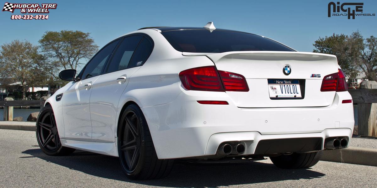 vehicle gallery/bmw m5 niche roma 20x9  Matte Black wheels and rims