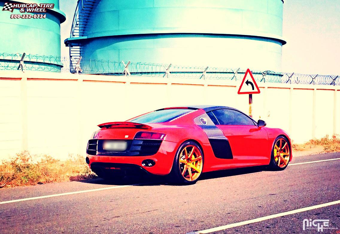 vehicle gallery/audi r8 niche scuderia 7 20x85 Brushed Face | Hi Luster Polished Windows | Transparent Copper 1 wheels and rims