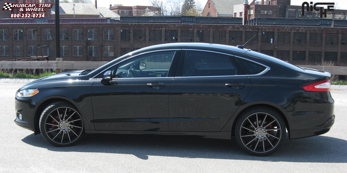 vehicle gallery/ford fusion niche surge m114 20x85  Black & Machined w/ Dark Tint wheels and rims