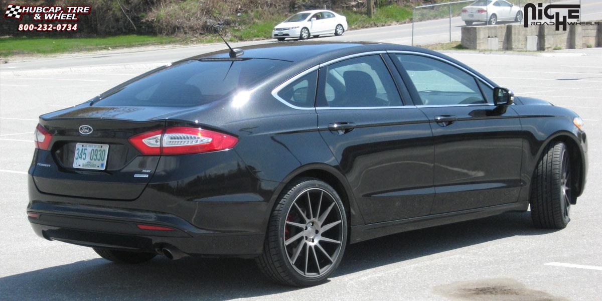 vehicle gallery/ford fusion niche surge m114 20x85  Black & Machined w/ Dark Tint wheels and rims
