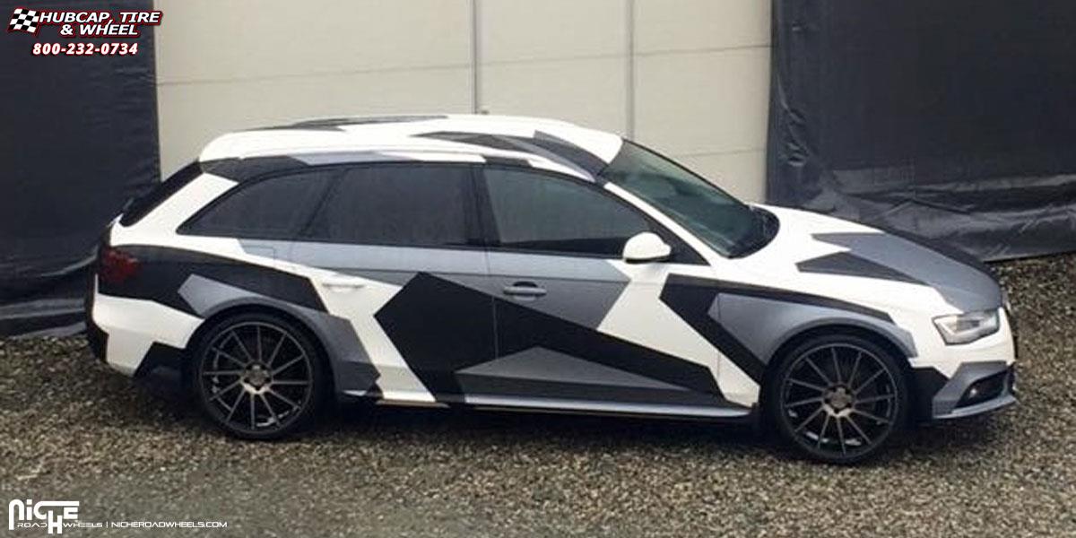 vehicle gallery/audi a4 niche surge m114 20x85 Black & Machined w/ Dark Tint wheels and rims