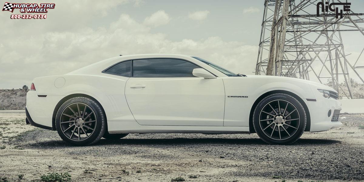 vehicle gallery/chevrolet camaro niche surge m114 20x85  Black & Machined w/ Dark Tint wheels and rims