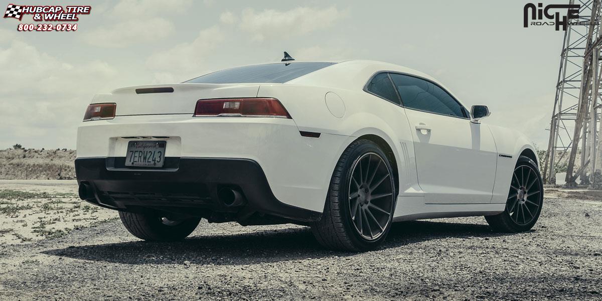vehicle gallery/chevrolet camaro niche surge m114 20x85  Black & Machined w/ Dark Tint wheels and rims