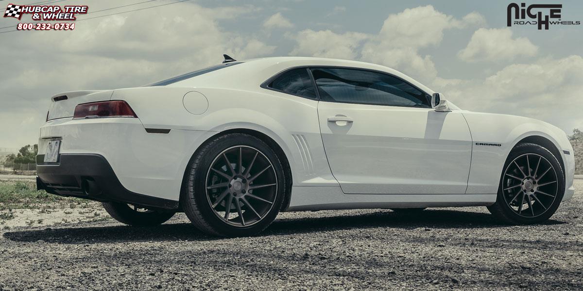 vehicle gallery/chevrolet camaro niche surge m114 20x85  Black & Machined w/ Dark Tint wheels and rims