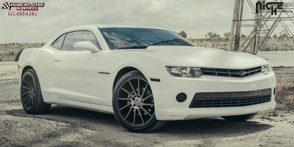 vehicle gallery/chevrolet camaro niche surge m114 20x85  Black & Machined w/ Dark Tint wheels and rims