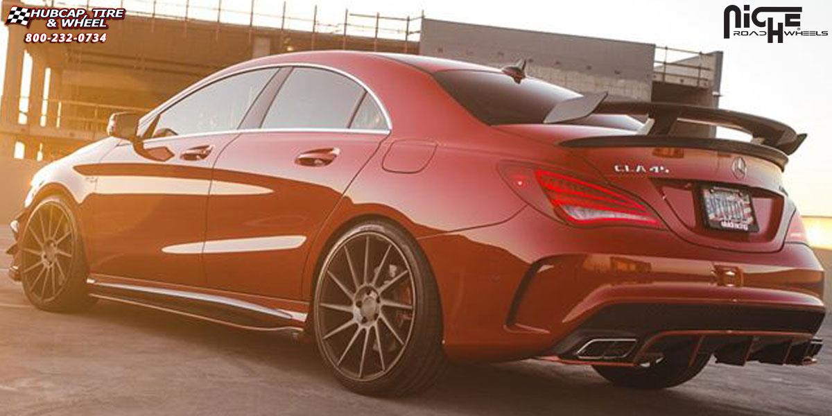 vehicle gallery/mercedes benz cla 45 niche surge m114 20x85  Black & Machined w/ Dark Tint wheels and rims