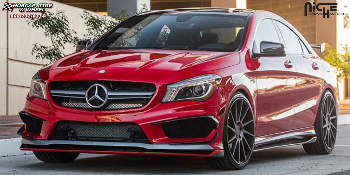 vehicle gallery/mercedes benz cla 45 niche surge m114 20x85  Black & Machined w/ Dark Tint wheels and rims