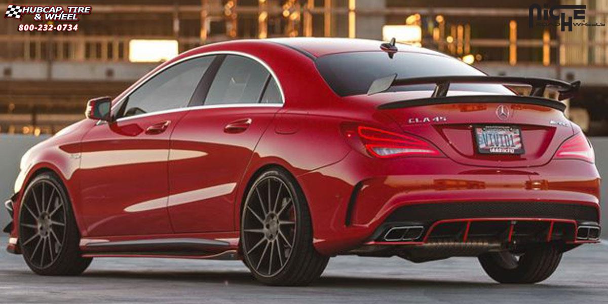 vehicle gallery/mercedes benz cla 45 niche surge m114 20x85  Black & Machined w/ Dark Tint wheels and rims