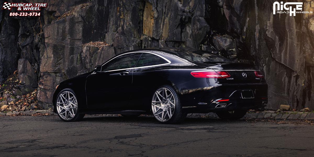 vehicle gallery/mercedes benz s550 niche alpine d 22x9  Brushed Face | Hi Luster Polished Windows | Gloss Double Dark Tint wheels and rims