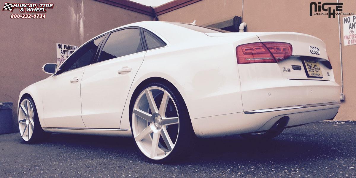 vehicle gallery/audi a8 niche verona m151 24x10  Gloss White & Machined wheels and rims