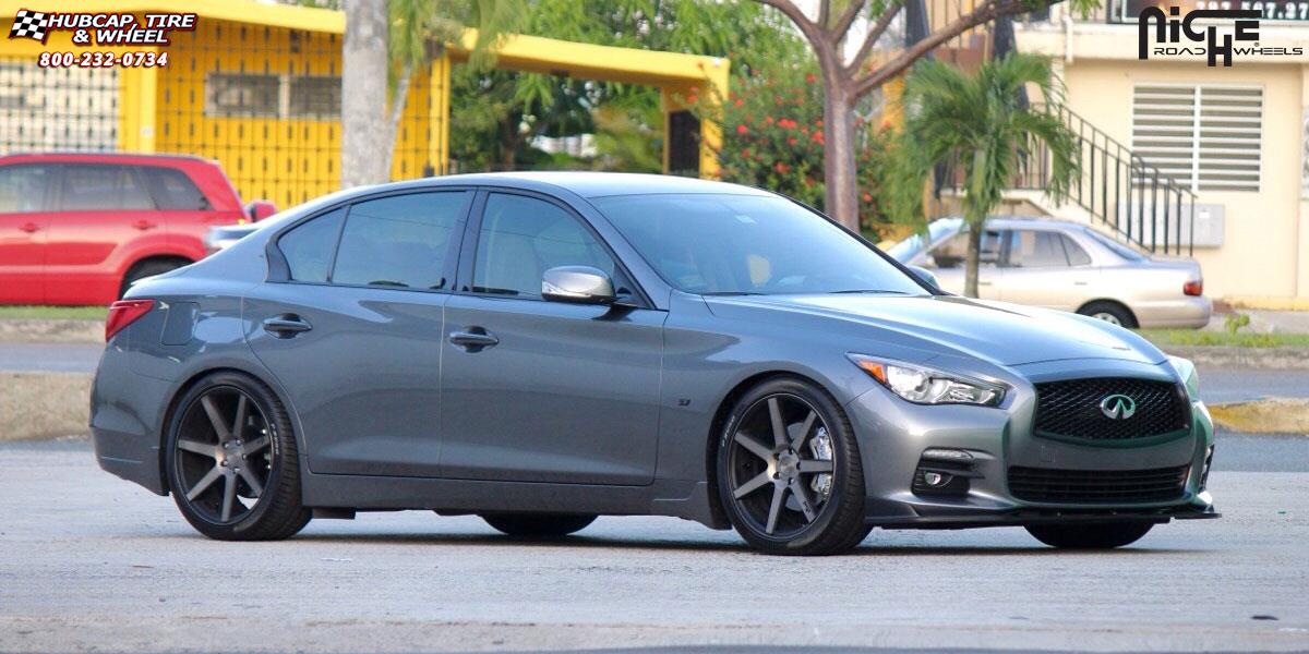 vehicle gallery/infiniti q50 niche verona m150 19x85  Black & Machined with Dark Tint wheels and rims