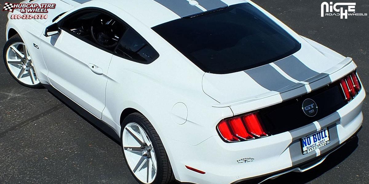 vehicle gallery/ford mustang niche verona m151 20x9 Gloss White & Machined wheels and rims