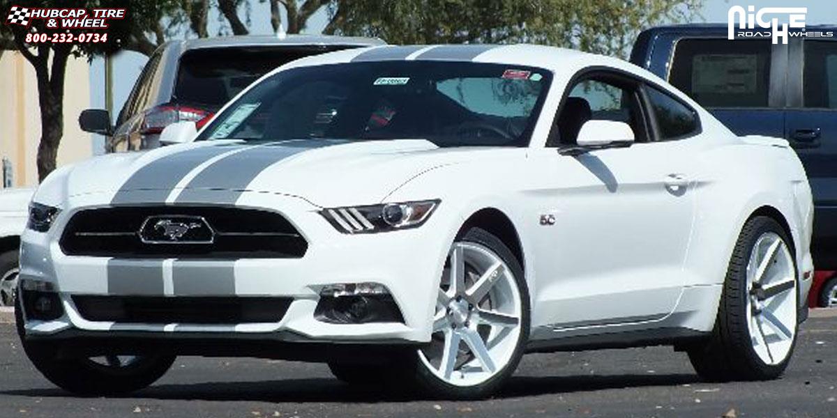 vehicle gallery/ford mustang niche verona m151 20x9  Gloss White & Machined wheels and rims