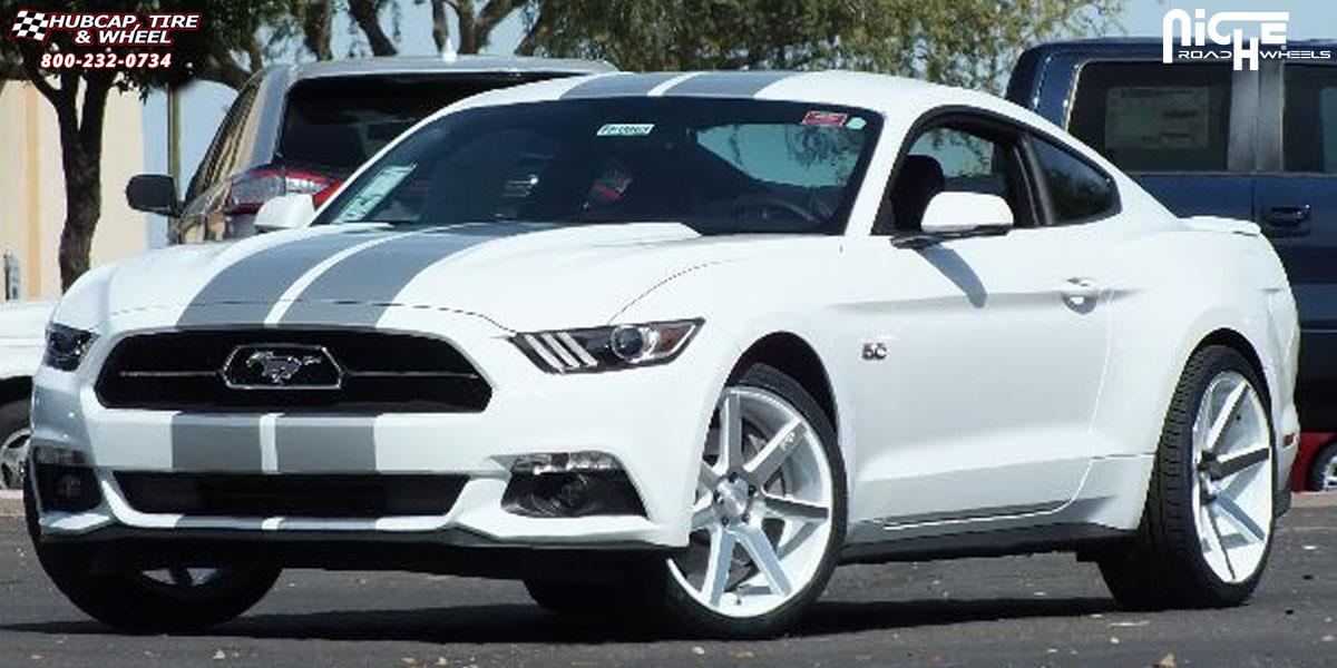 vehicle gallery/ford mustang niche verona m151 20x9 Gloss White & Machined wheels and rims