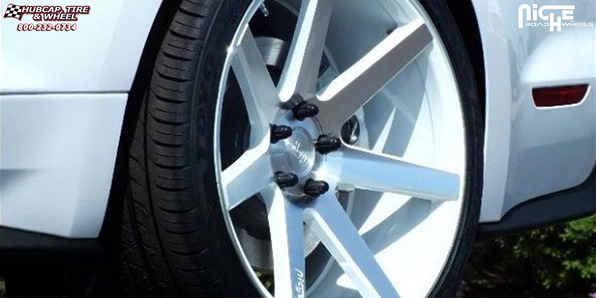 vehicle gallery/ford mustang niche verona m151 20x9 Gloss White & Machined wheels and rims