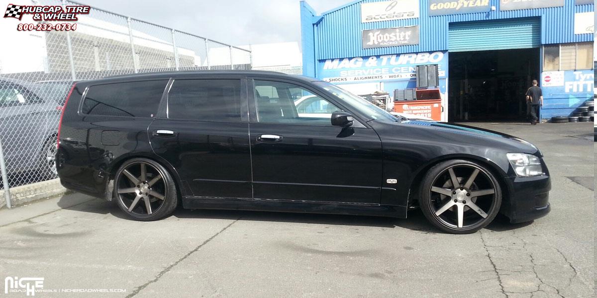 vehicle gallery/nissan stagea niche verona m150 19x9  Black & Machined with Dark Tint wheels and rims