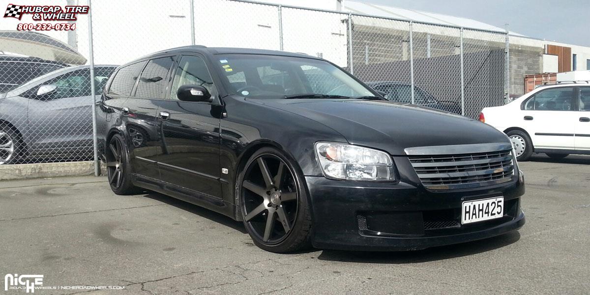 vehicle gallery/nissan stagea niche verona m150 19x9  Black & Machined with Dark Tint wheels and rims