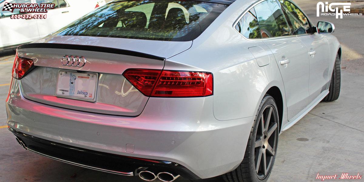 vehicle gallery/audi s5 niche verona m150 19x85  Black & Machined with Dark Tint wheels and rims