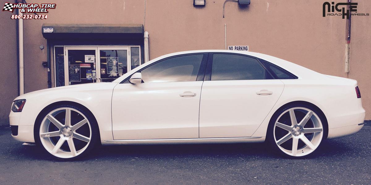 vehicle gallery/audi a8 niche verona m151 24x10  Gloss White & Machined wheels and rims