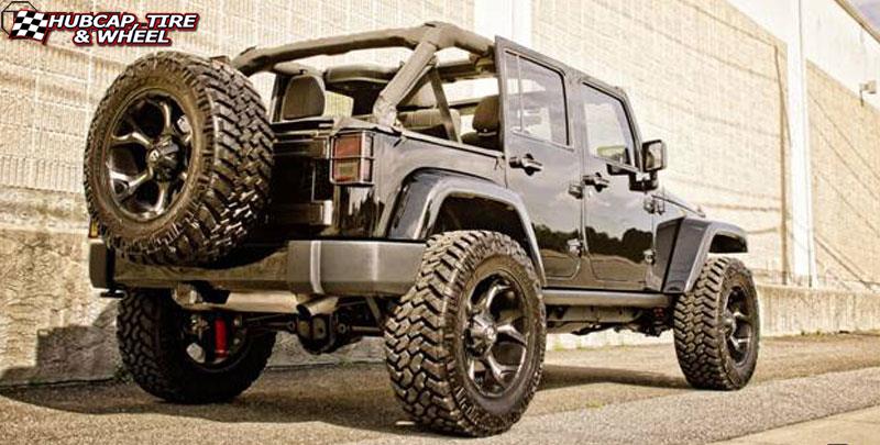 vehicle gallery/jeep wrangler fuel dune d523 20X10  Black & Milled wheels and rims