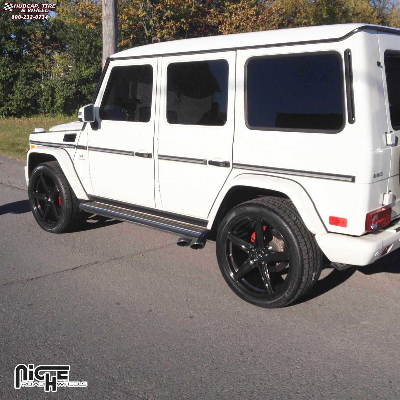 vehicle gallery/mercedes benz g63 niche apex  Gloss Black wheels and rims