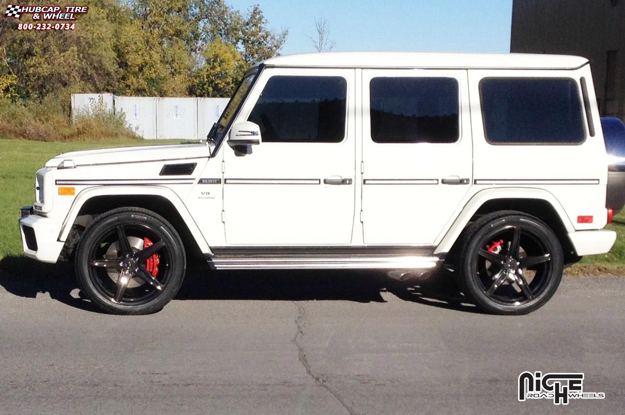 vehicle gallery/mercedes benz g63 niche apex  Gloss Black wheels and rims
