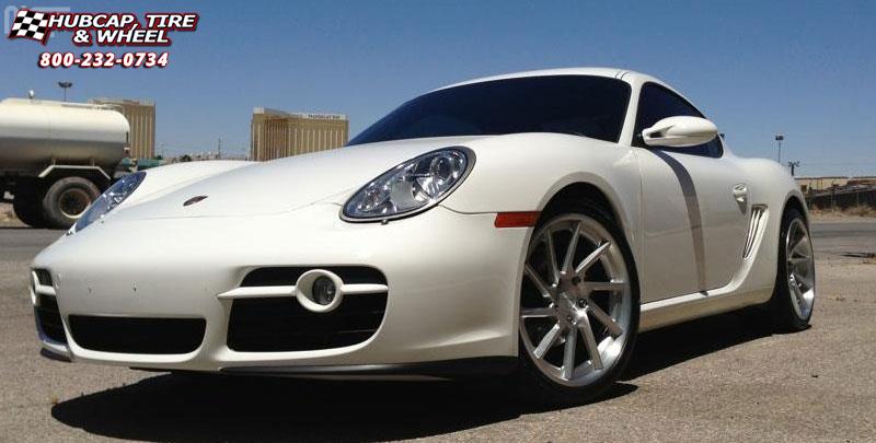 vehicle gallery/porsche cayman niche rs10 19x85  Matte Black | Brushed Accents wheels and rims