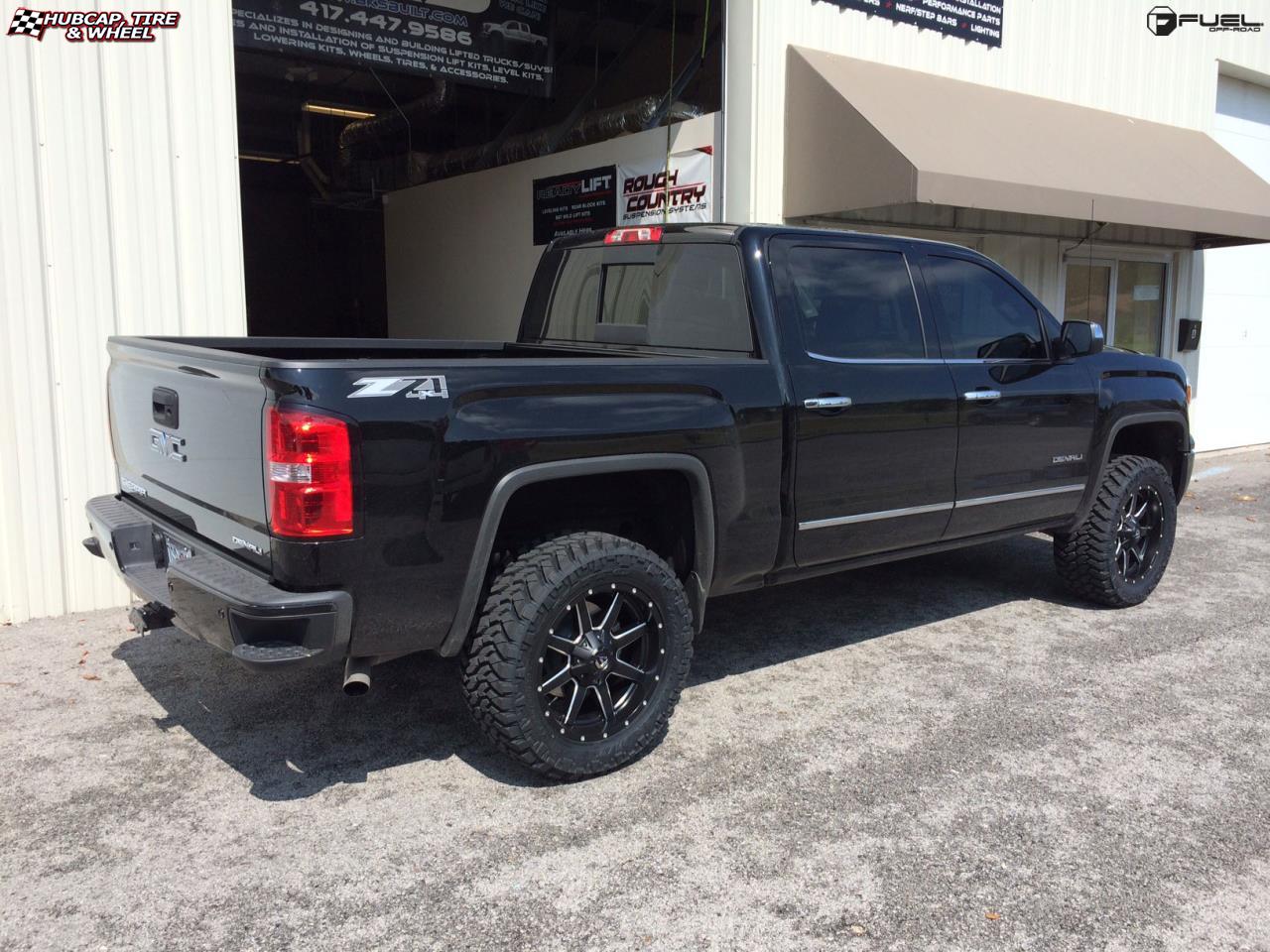 vehicle gallery/gmc sierra denali fuel maverick d538 20X9 Black & Milled wheels and rims