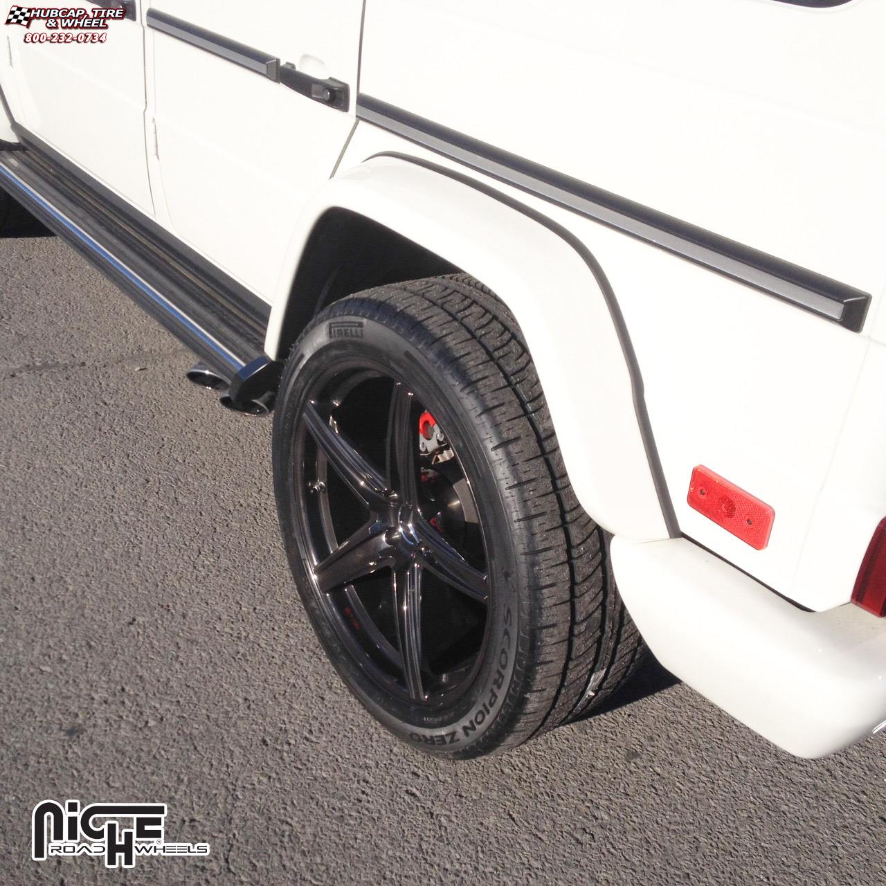 vehicle gallery/mercedes benz g63 niche apex  Gloss Black wheels and rims