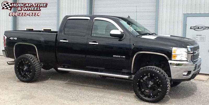 vehicle gallery/chevrolet silverado 2500 hd fuel driller d256 22X10  Black & Milled wheels and rims