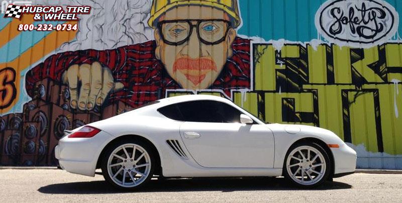 vehicle gallery/porsche cayman niche rs10 19x85  Matte Black | Brushed Accents wheels and rims