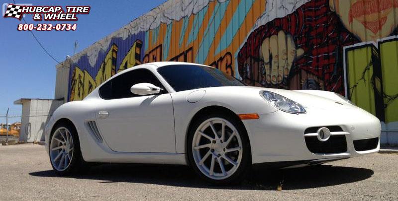 vehicle gallery/porsche cayman niche rs10 19x85  Matte Black | Brushed Accents wheels and rims