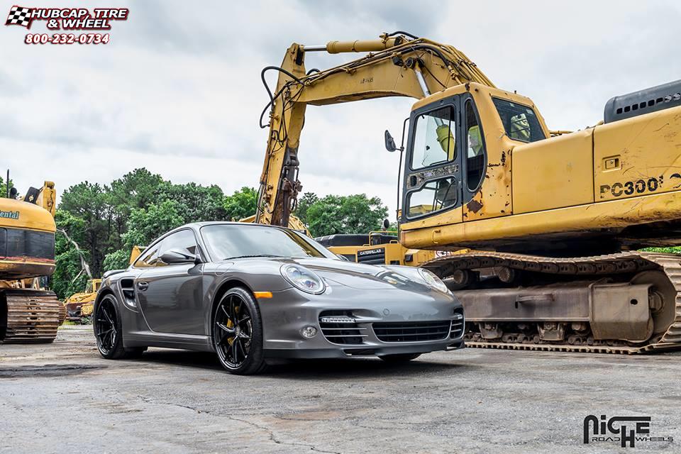 vehicle gallery/porsche turbo s niche misano 19x85 Gloss Black wheels and rims