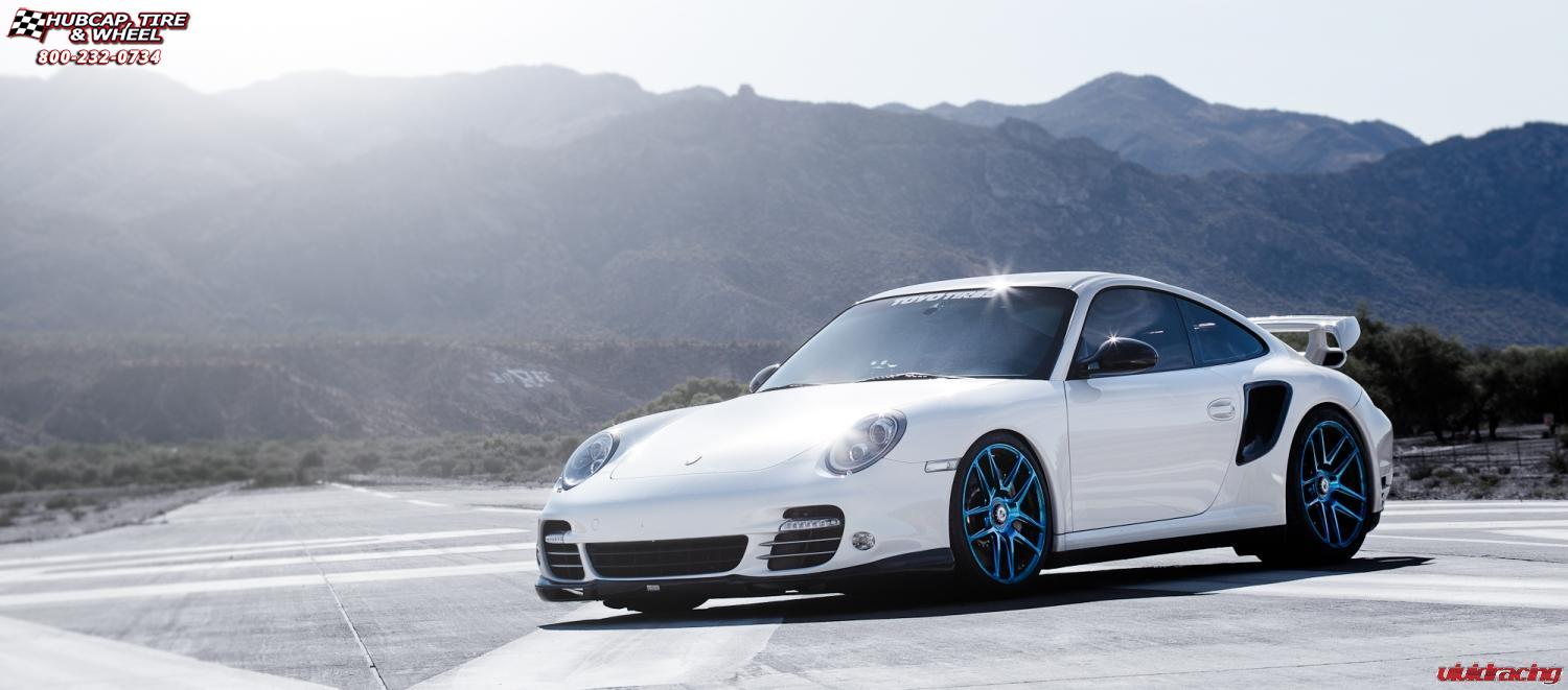 vehicle gallery/porsche turbo s niche targa 19x85  Hi Luster Polished | Pica Blue Tint wheels and rims