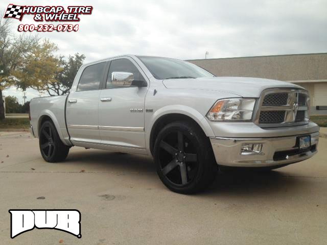 vehicle gallery/dodge ram dub baller s116  Black & Machined with Dark Tint wheels and rims