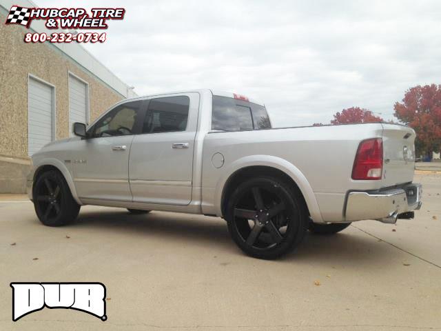 vehicle gallery/dodge ram dub baller s116  Black & Machined with Dark Tint wheels and rims