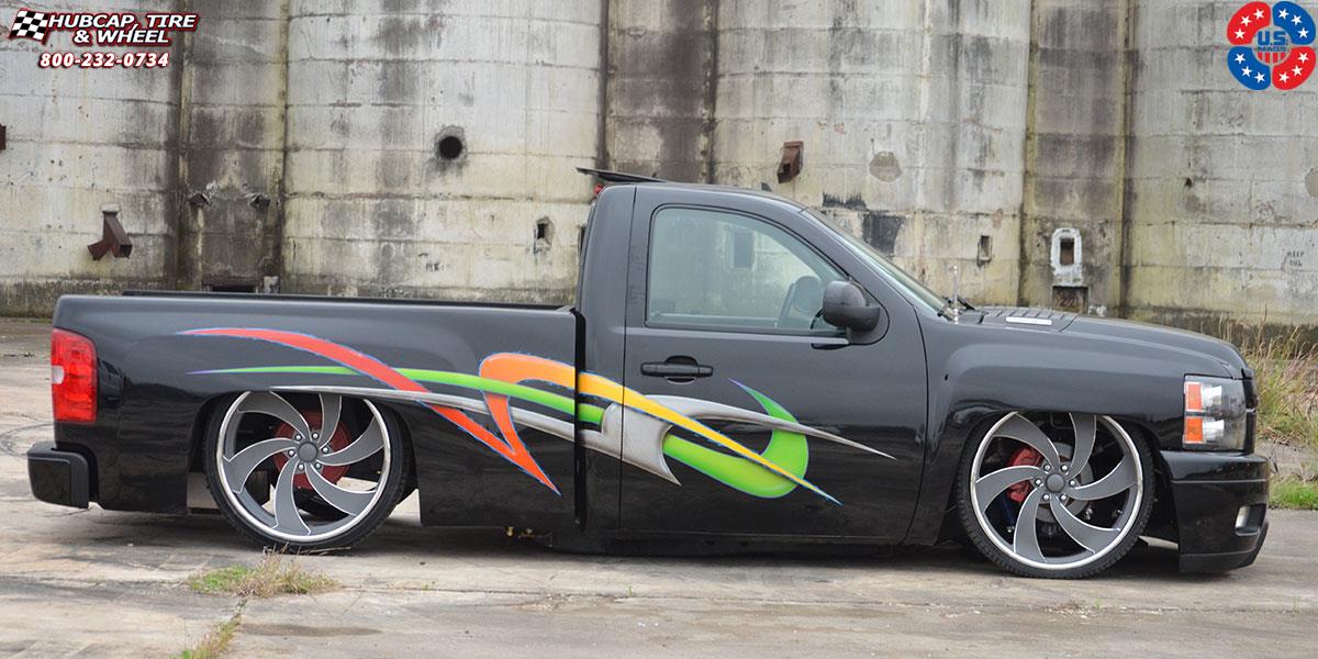 vehicle gallery/chevrolet silverado us mags desperado 6 u472 26X9  Gunmetal w/ Polished Lip wheels and rims