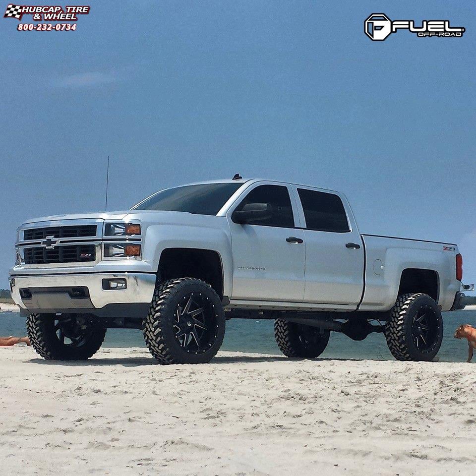 vehicle gallery/chevrolet silverado fuel renegade d265 22X12  Black & milled center, gloss black outer wheels and rims