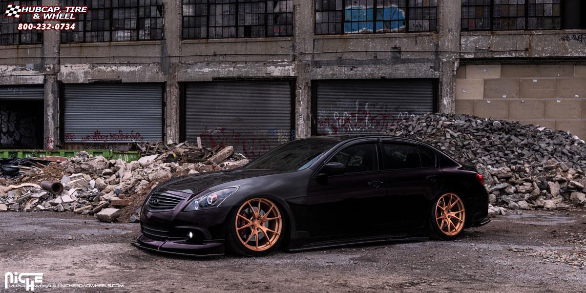 vehicle gallery/infiniti g37 niche stuttgart 20x9  Brushed Rose Gold wheels and rims