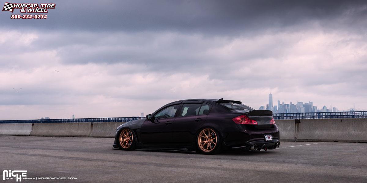 vehicle gallery/infiniti g37 niche stuttgart 20x9  Brushed Rose Gold wheels and rims