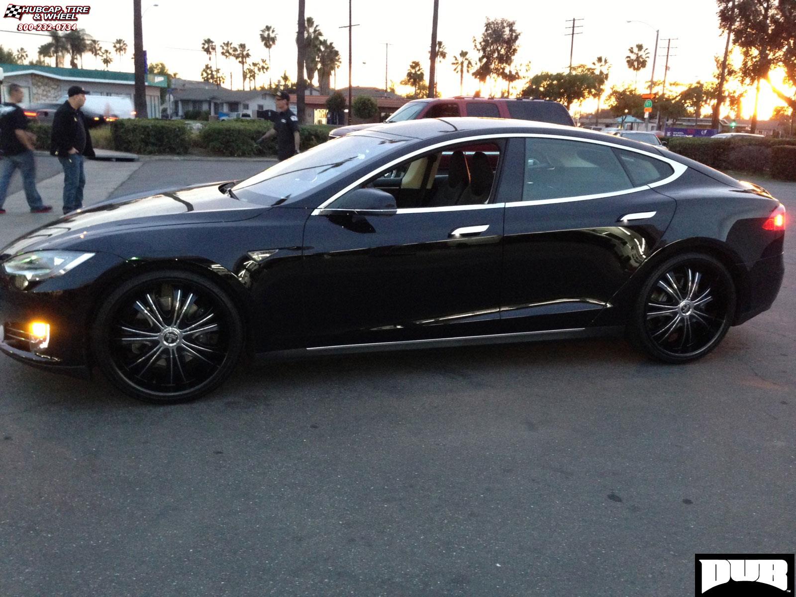 vehicle gallery/tesla model s dub mamba s139 22X9  Matte Black w/Chrome (Paintable) Inserts wheels and rims