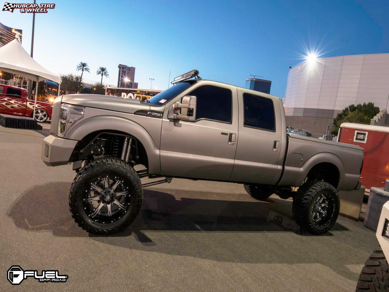 vehicle gallery/ford f 250 fuel nutz d252 0X0  Black & Machined with Dark Tint wheels and rims