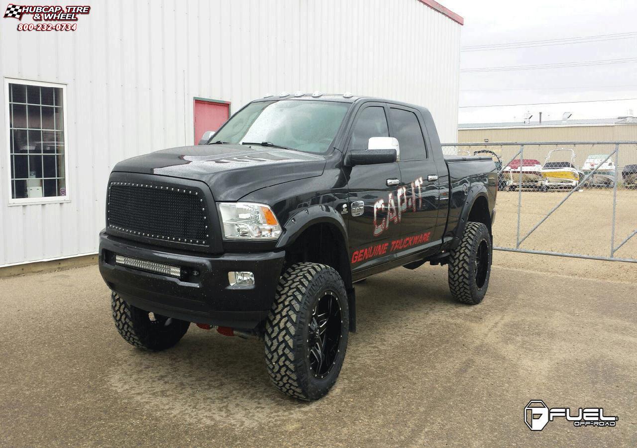 vehicle gallery/dodge ram fuel full blown d254 22X12  Gloss Black & Milled wheels and rims