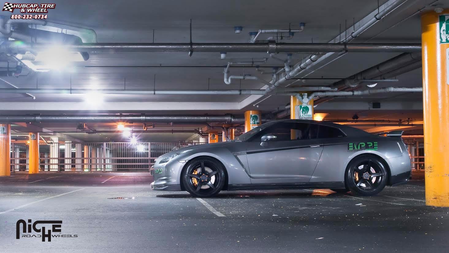 vehicle gallery/nissan gt r niche gt 5 m133  Satin Black wheels and rims