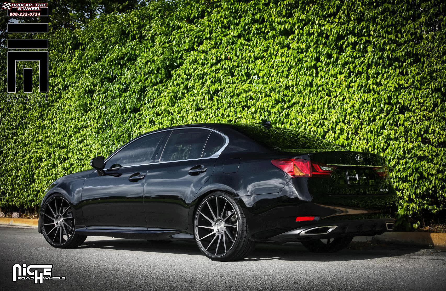 vehicle gallery/lexus gs 350 niche surge m114 22x9  Black & Machined w/ Dark Tint wheels and rims