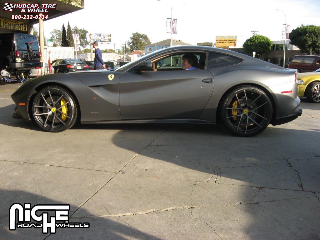 vehicle gallery/ferrari f12 niche targa  Brushed-Matte DDT Face | Matte Black Windows wheels and rims