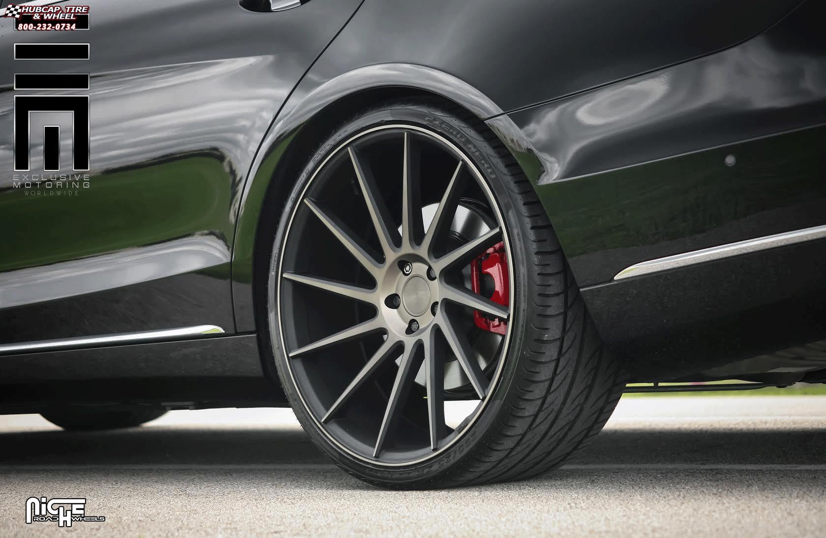 vehicle gallery/mercedes benz s550 niche surge m114 22x9  Black & Machined w/ Dark Tint wheels and rims