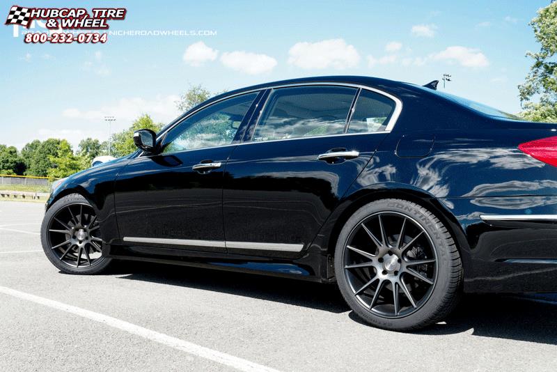 vehicle gallery/hyundai genesis niche vicenza m153 20x9  Black & Machined with Dark Tint wheels and rims